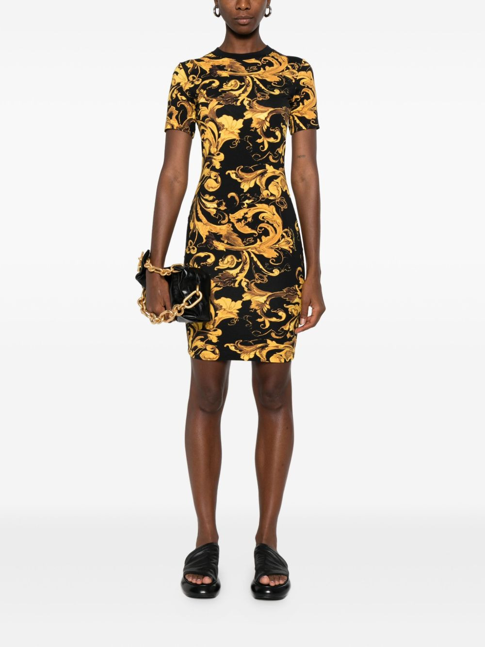 baroque-print short-sleeve mini dress - 2