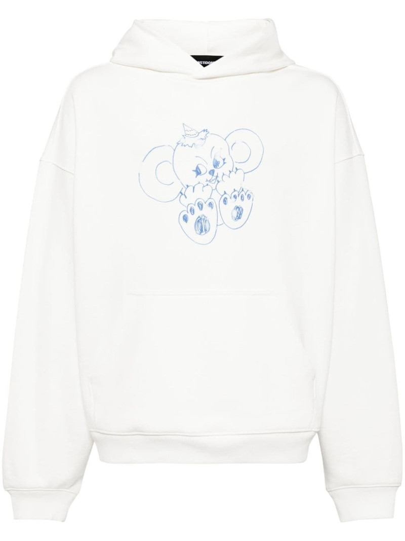 monster-print cotton hoodie 1