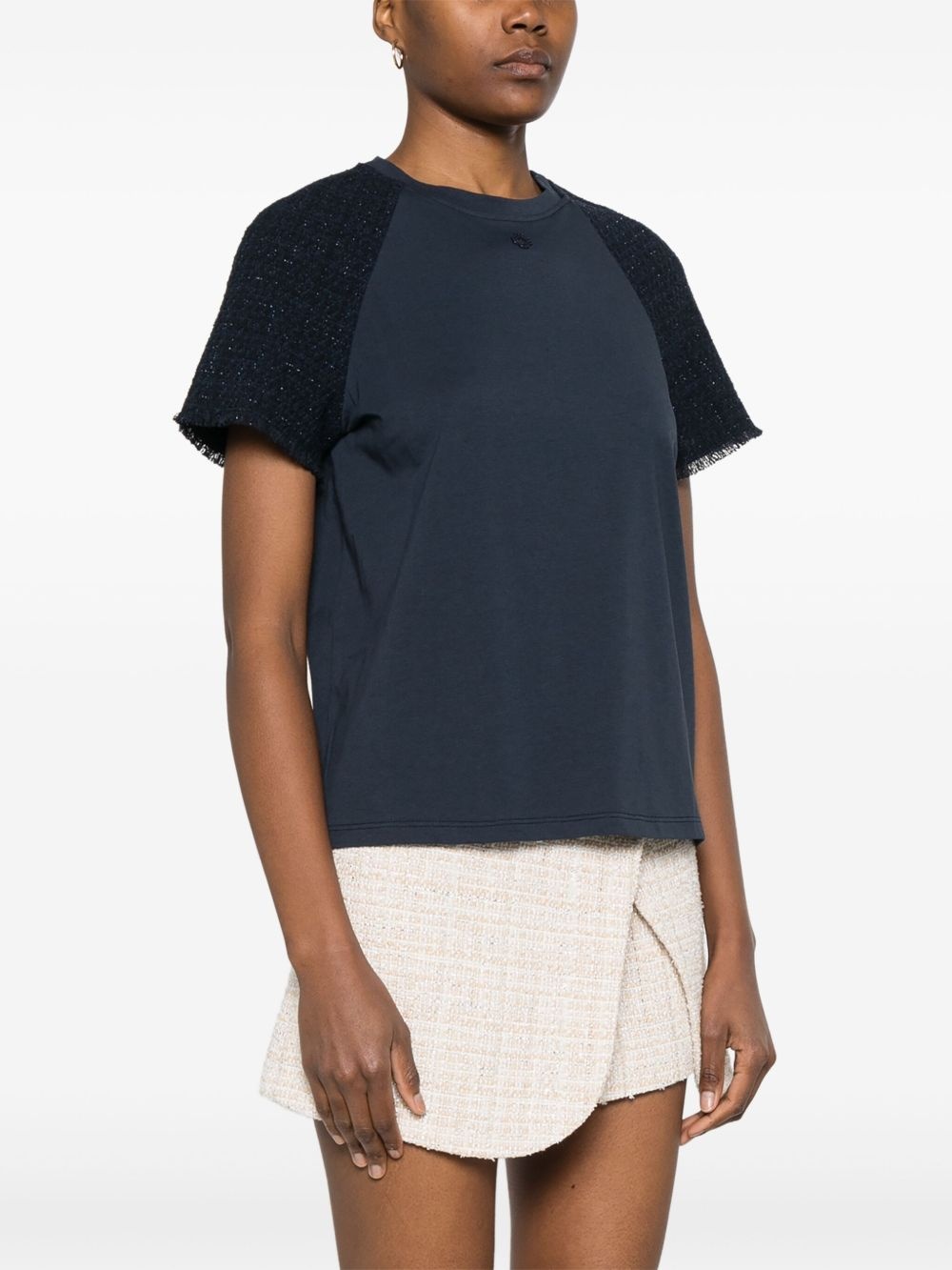 tweed-panelled T-shirt - 3