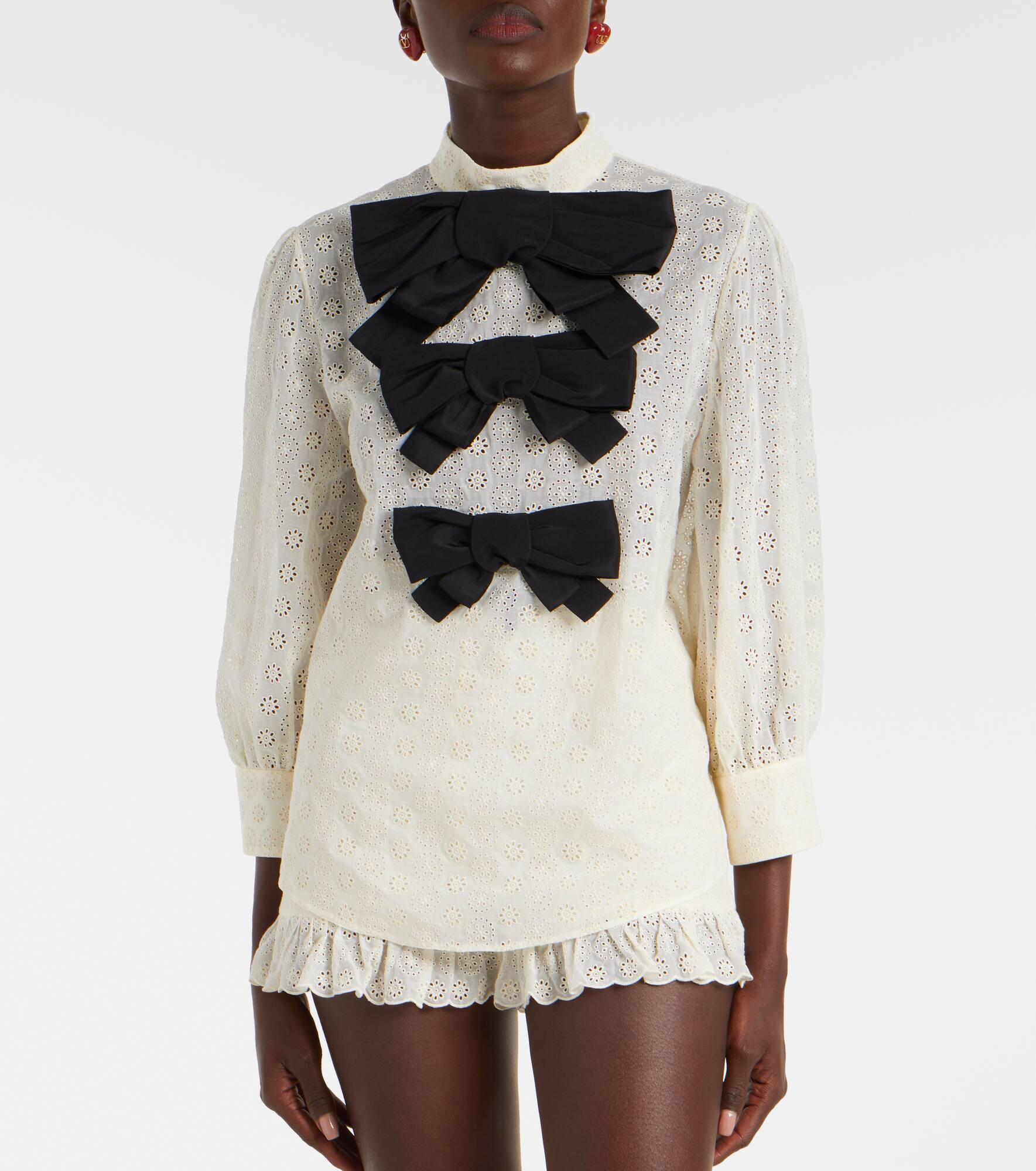 Mossi bow-detail cotton top - 7