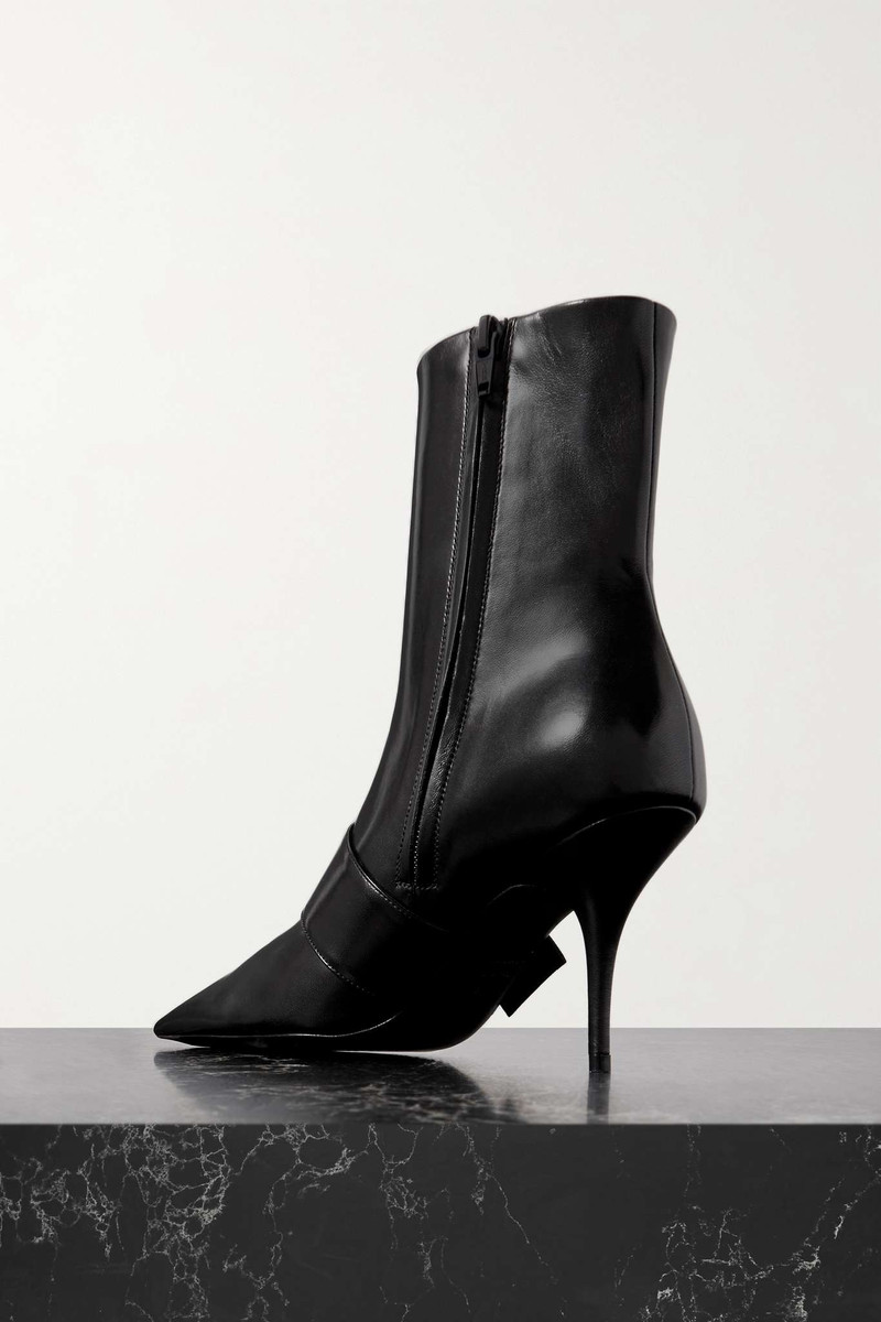 Knife buckled leather ankle boots 3