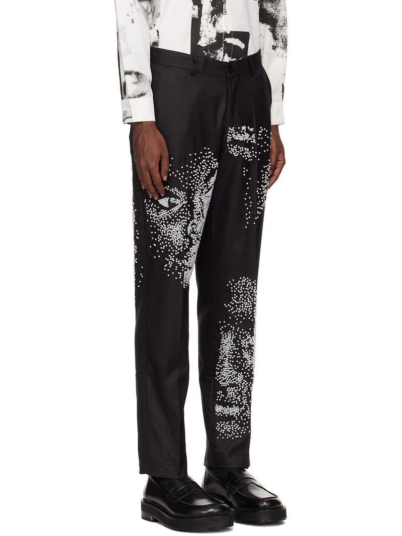 Black Beaded Faces Suit Trousers 2