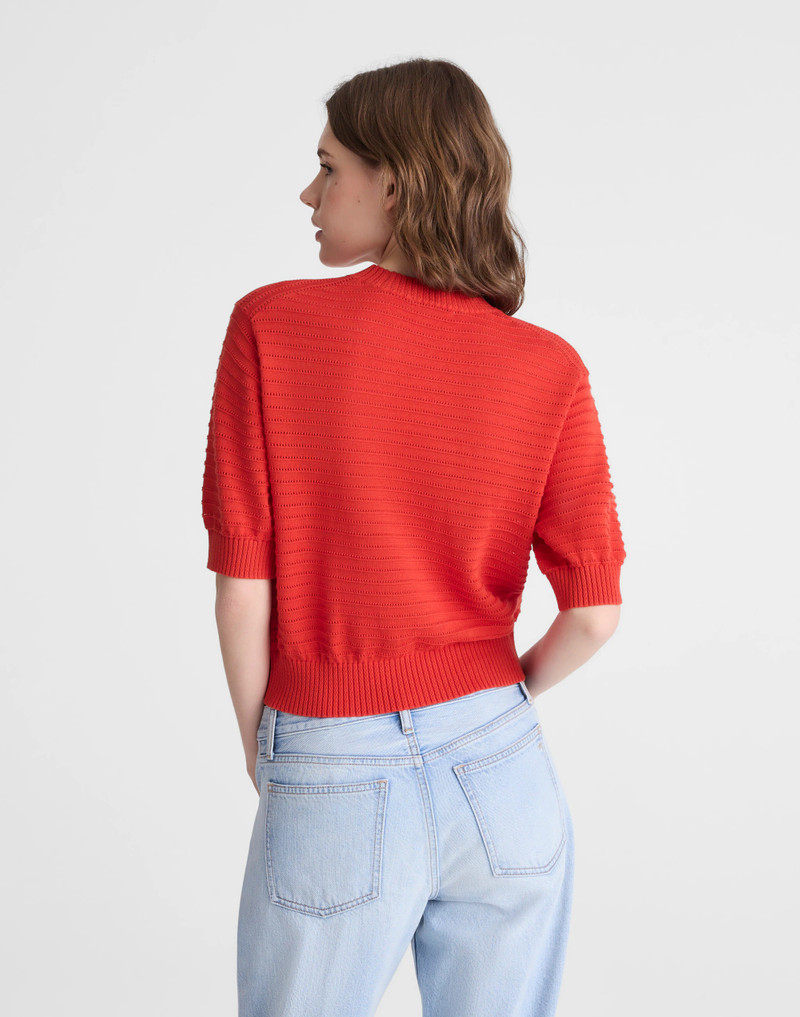 Madewell Textural-Stitch Crewneck Sweater in 100% Cotton outlook