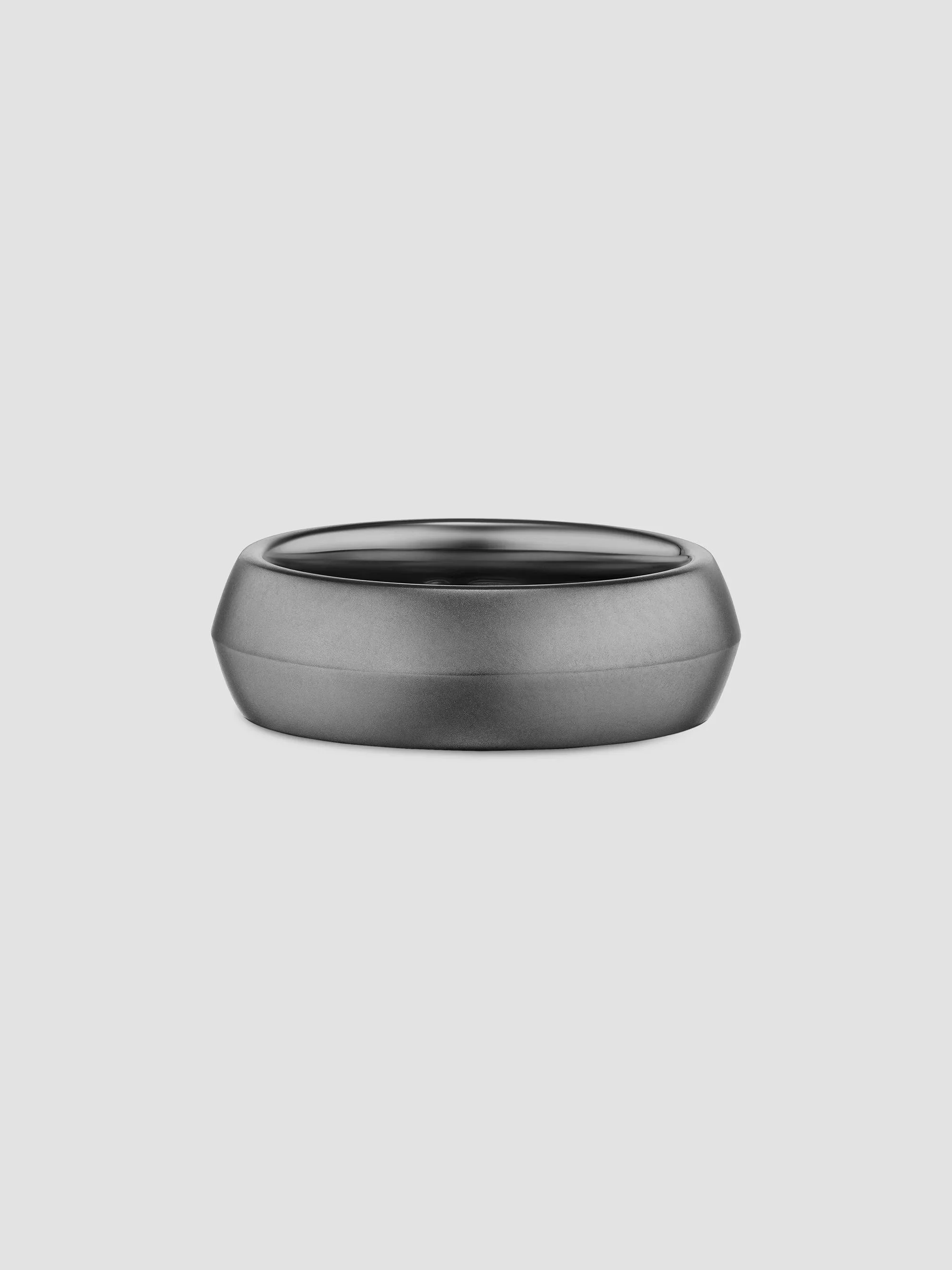 Men's Knife Edge Band Ring in Anthracite Titanium, 8MM - Silver - 1