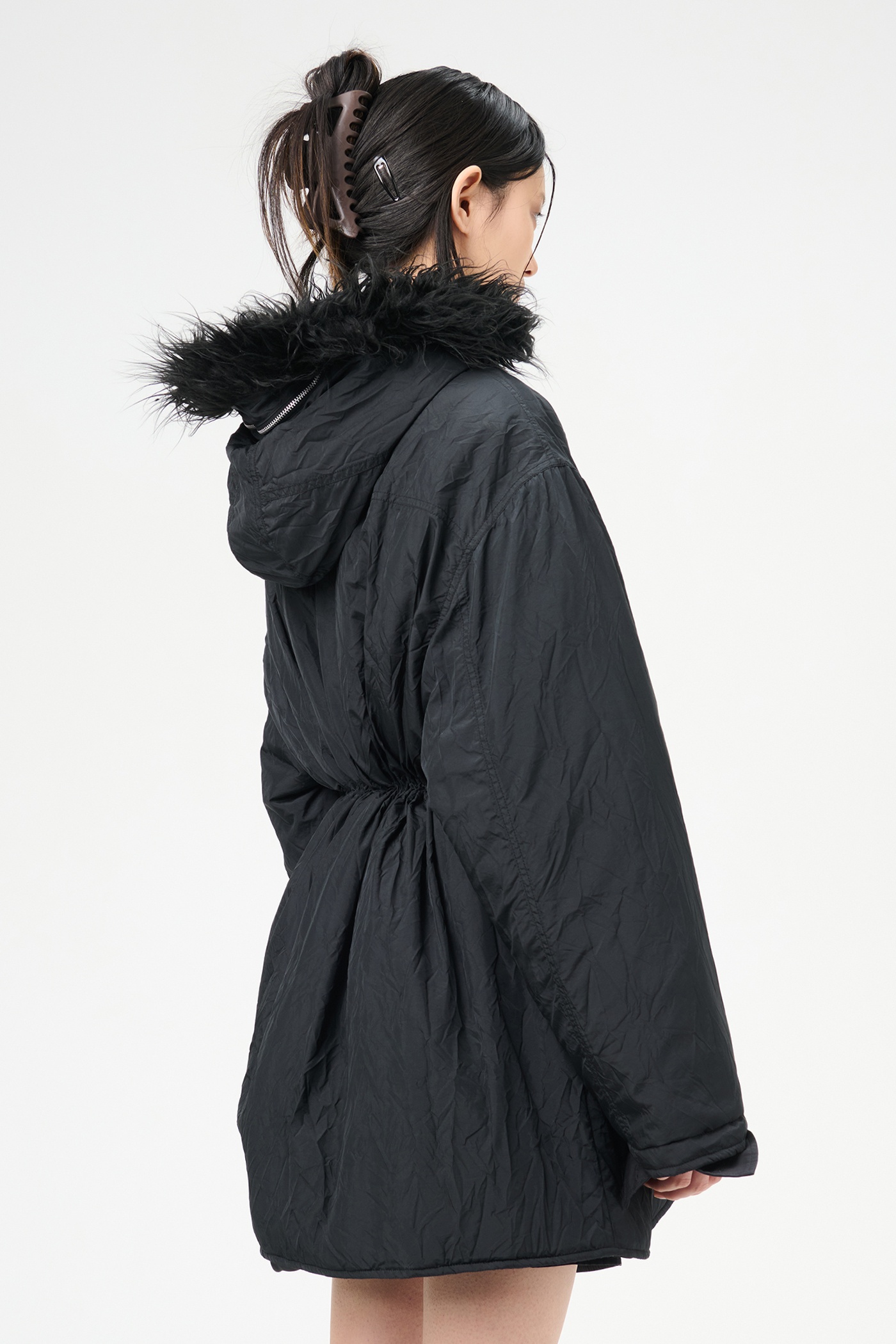 Subtle Parka Shining Black Crinkle Solaro - 4