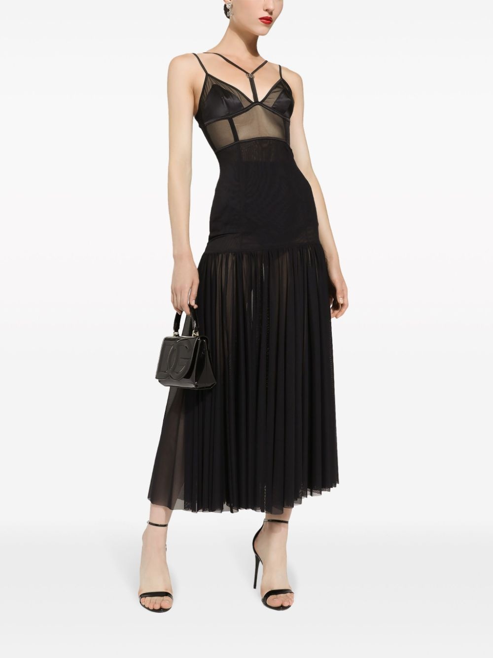 DG-plaque tulle midi dress - 2