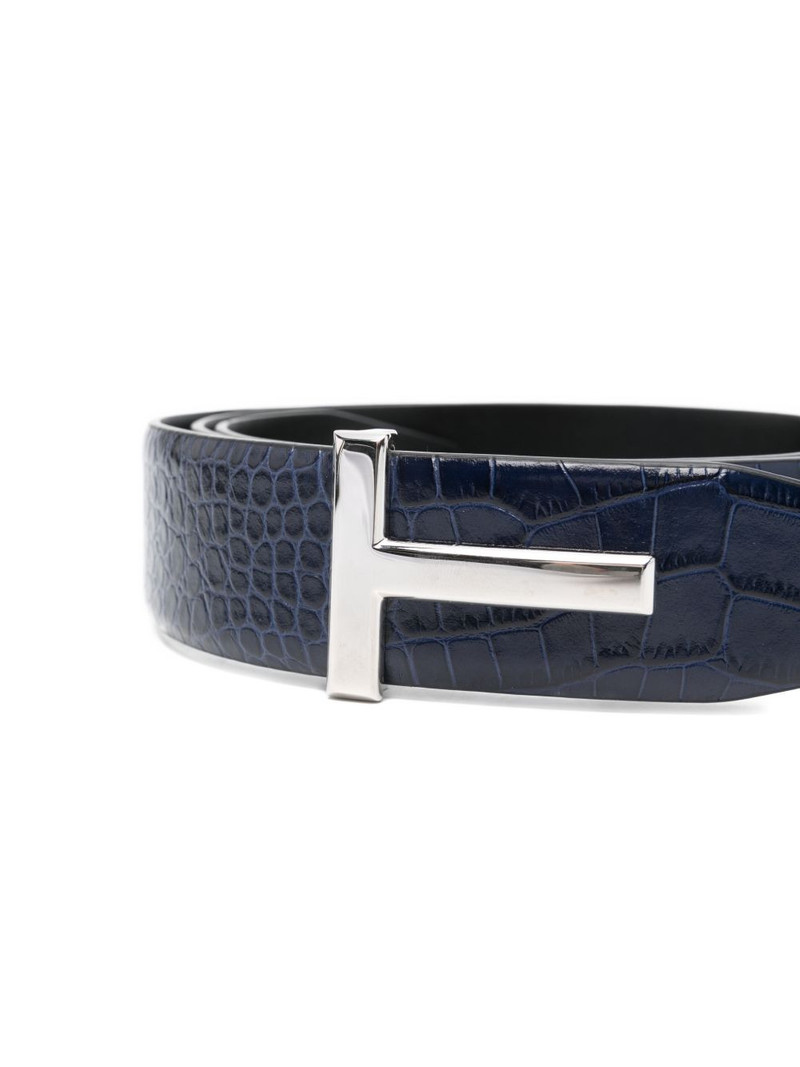 crocodile-effect leather belt 3