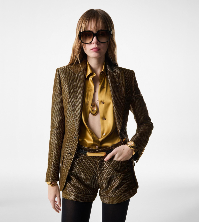 TOM FORD METALLIC SILK BLEND BOUCLE' TAILORED SHORTS outlook