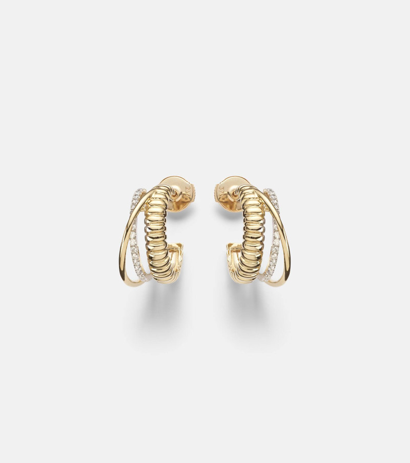 Un Deux Trois Berlingot 9kt gold hoop earrings with diamonds 1