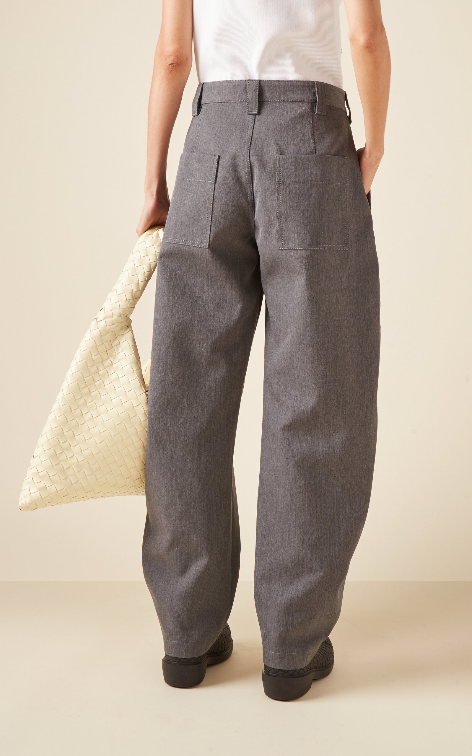 Wool-Cotton Tapered Trousers grey - 4