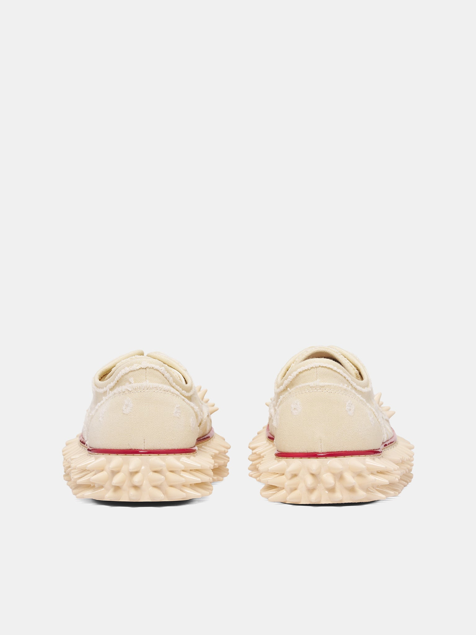 White Canvas Spiky Sneakers - 4