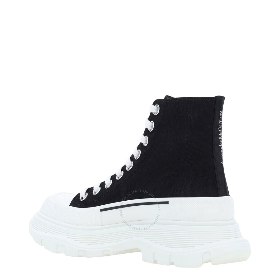 Alexander McQueen Ladies Black/White Tread Slick Boots - 3