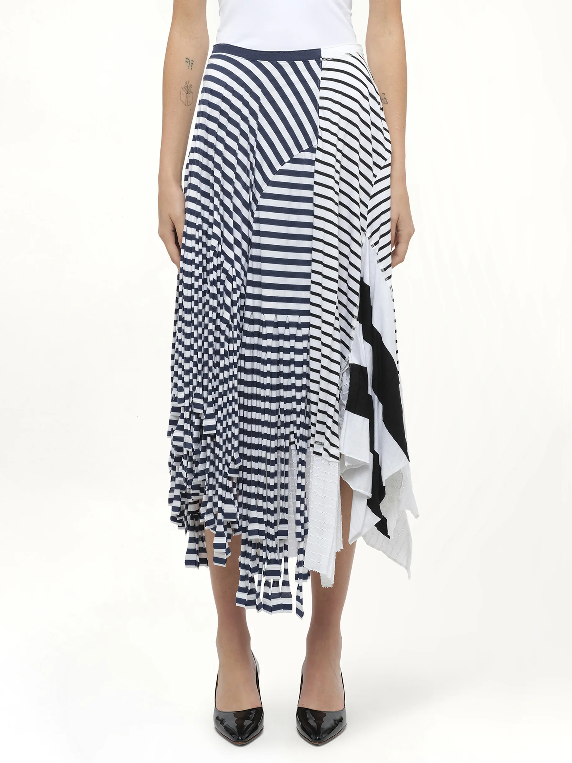 Stripe Jersey Skirt in Navy - 1