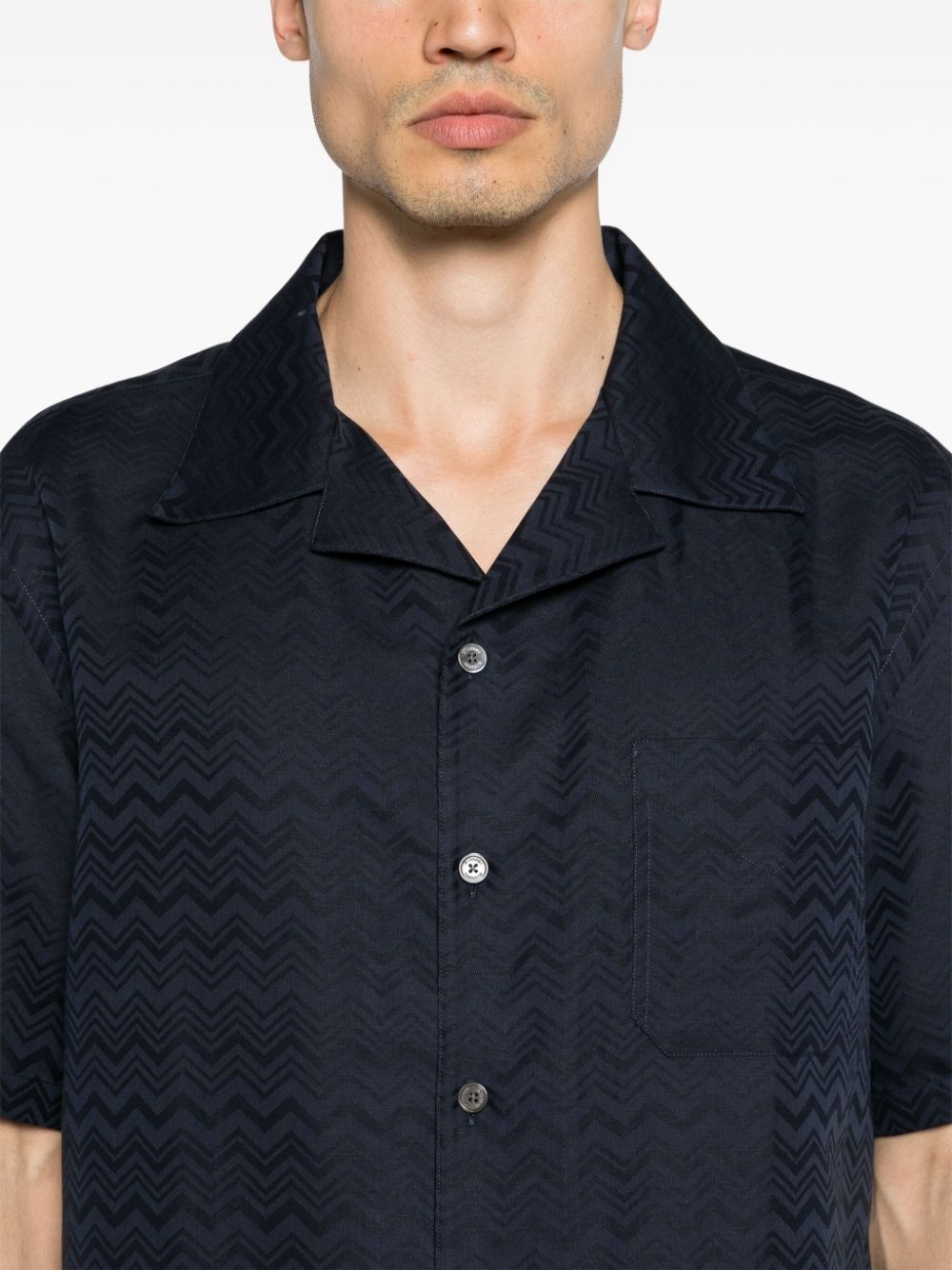 chevron-jacquard short-sleeve shirt - 5