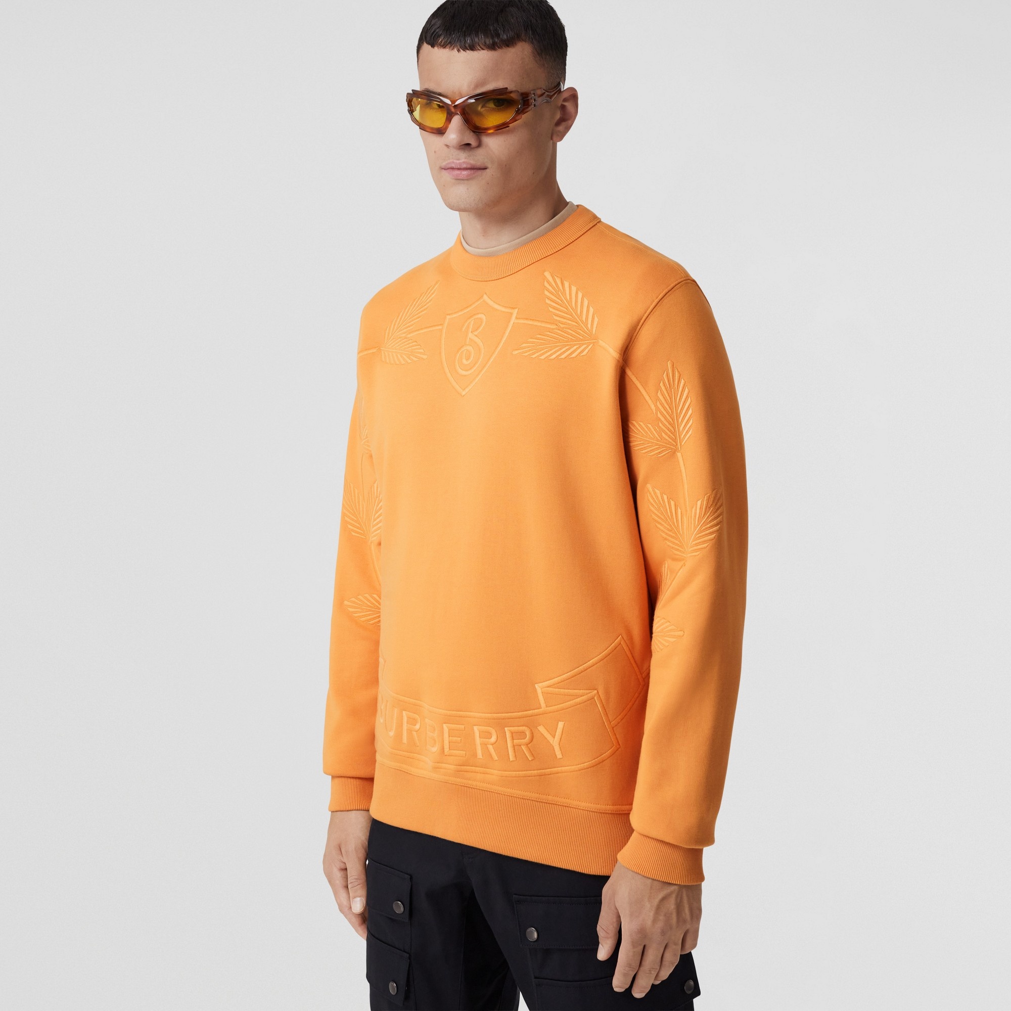 Embroidered Oak Leaf Crest Cotton Sweatshirt - 5