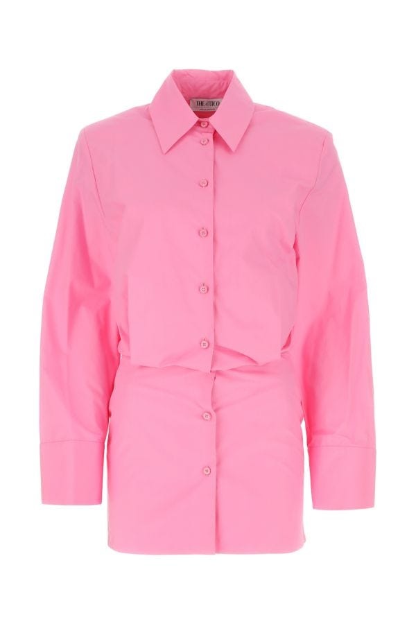 THE ATTICO Pink Poplin Margot Shirt Mini Dress - 1