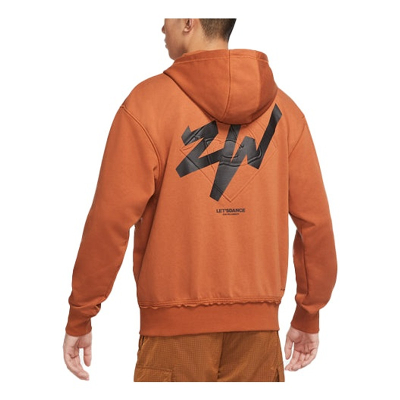Jordan Men's Air Jordan Zion Alphabet Printing Retro Hooded Zipper Jacket Brown DJ5870-246 outlook