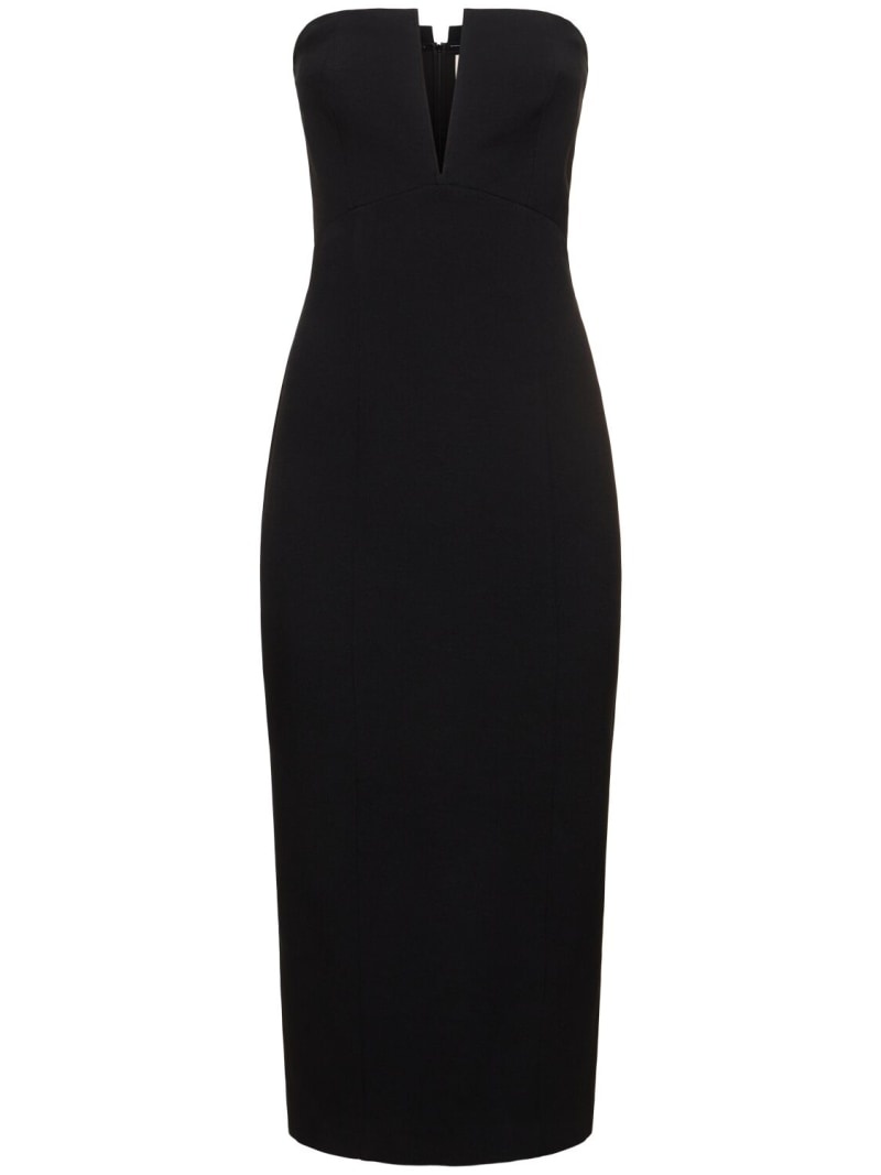 Strapless stretch wool & silk midi dress - 1