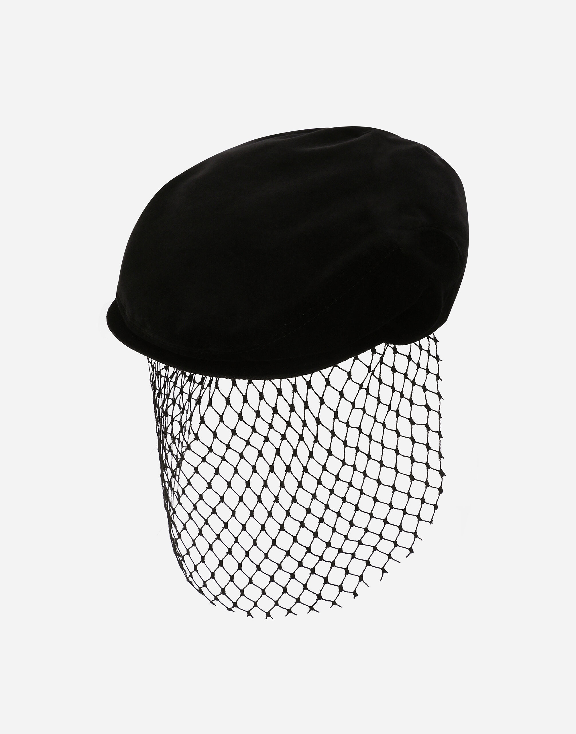 Velvet flat cap with veil - 3