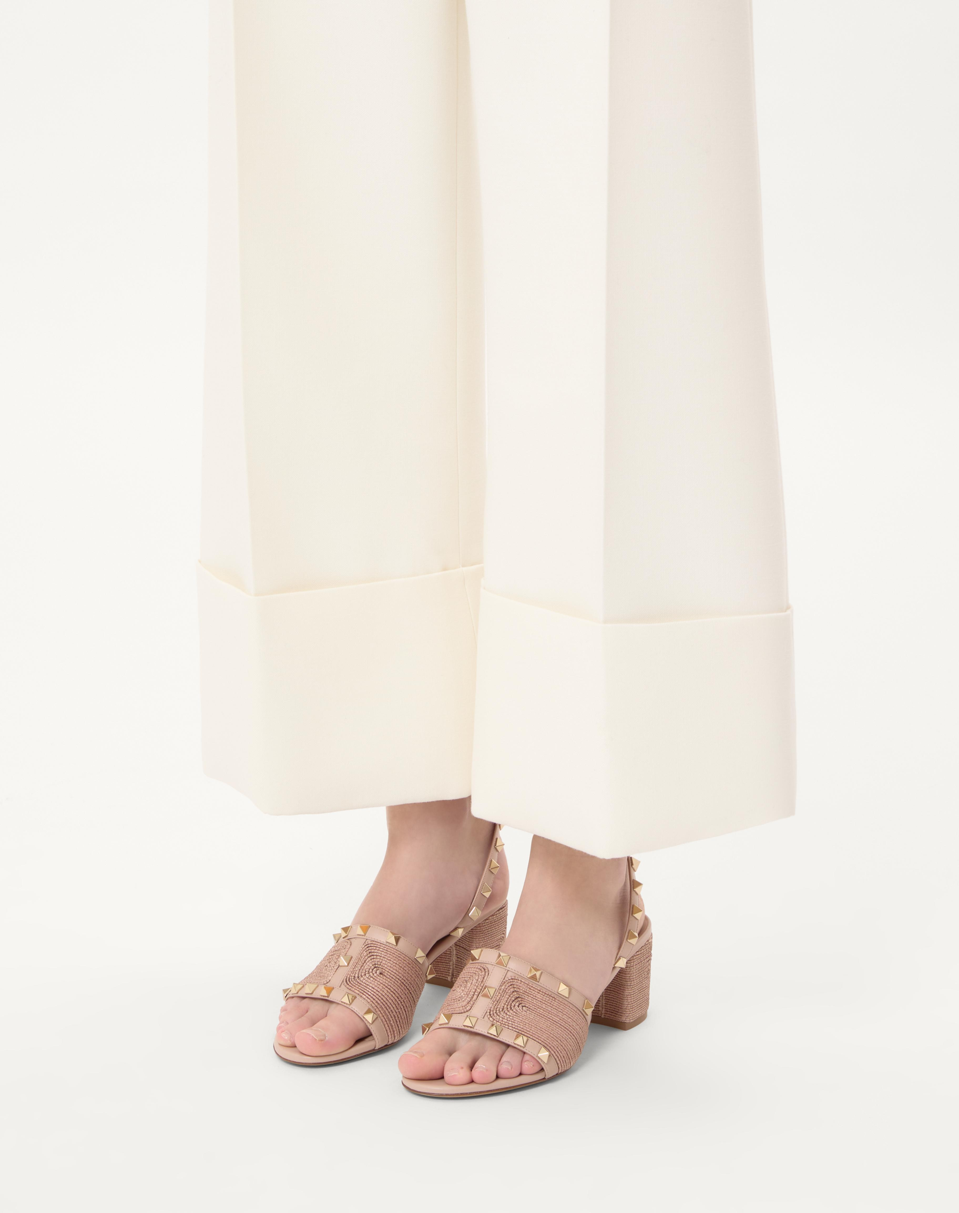 ROCKSTUD CALFSKIN SANDAL WITH CORNELY EMBROIDERY 60MM - 2