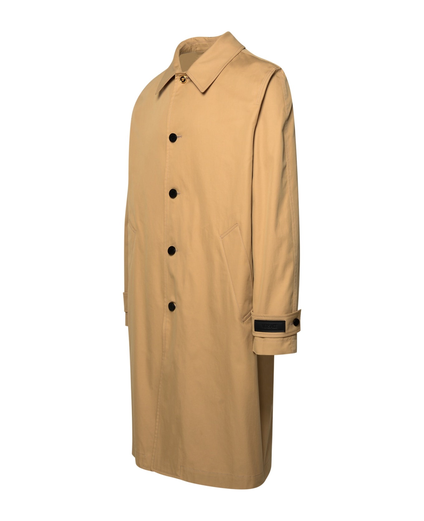 'barocco' Beige Cotton And Silk Trench Coat - 2
