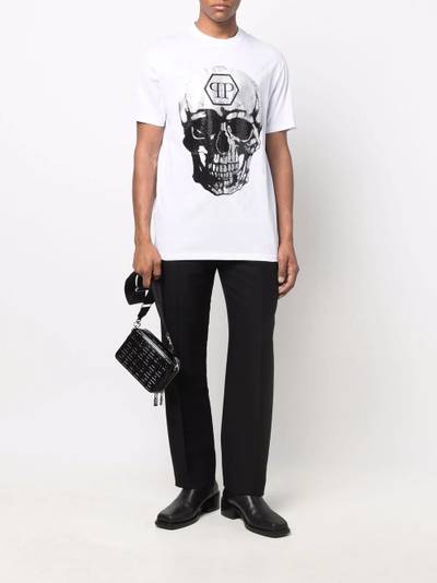 PHILIPP PLEIN gem-embellished skull logo-graphic T-shirt outlook