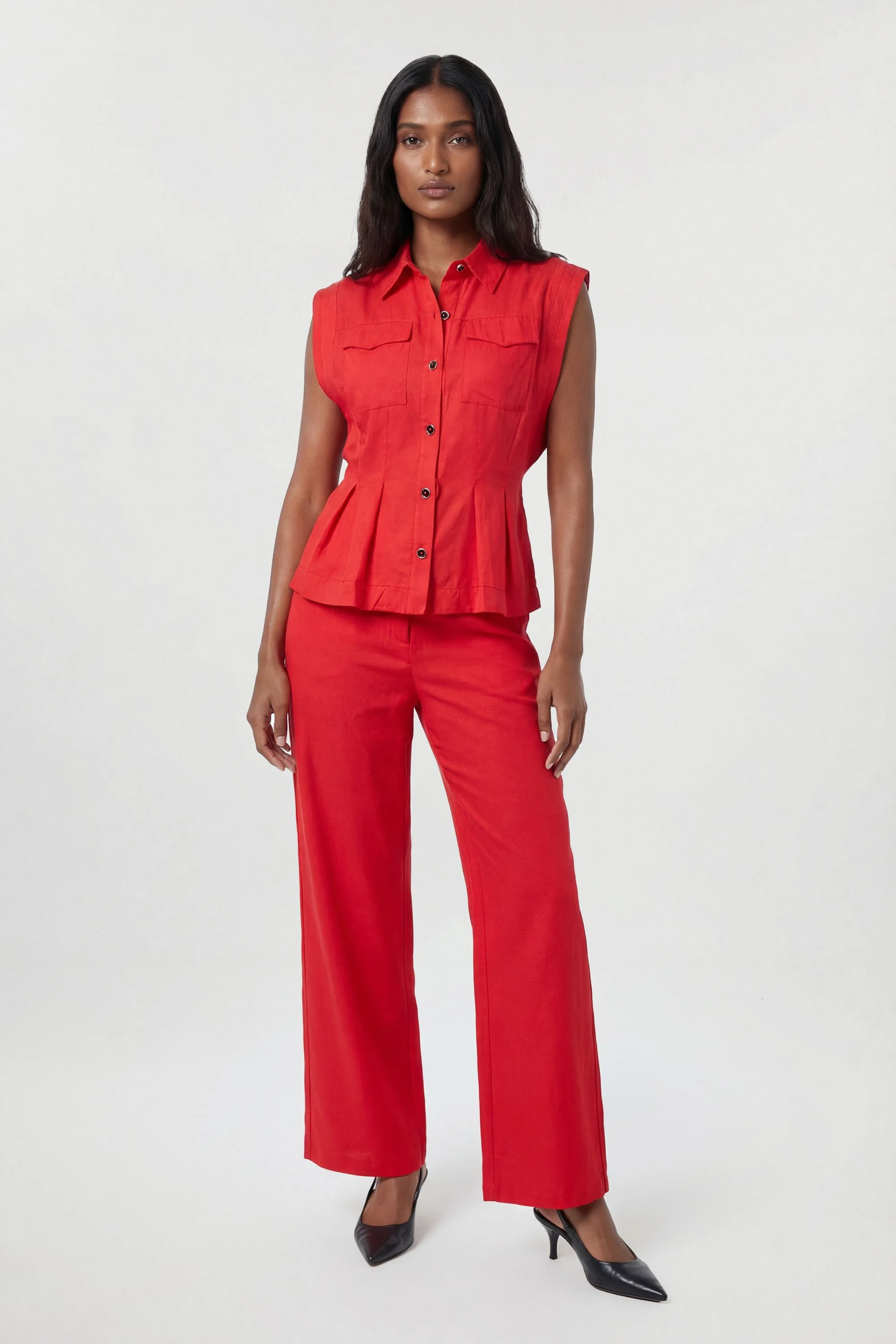 Premium Viscose Linen Woven Straight Leg Trouser - 1