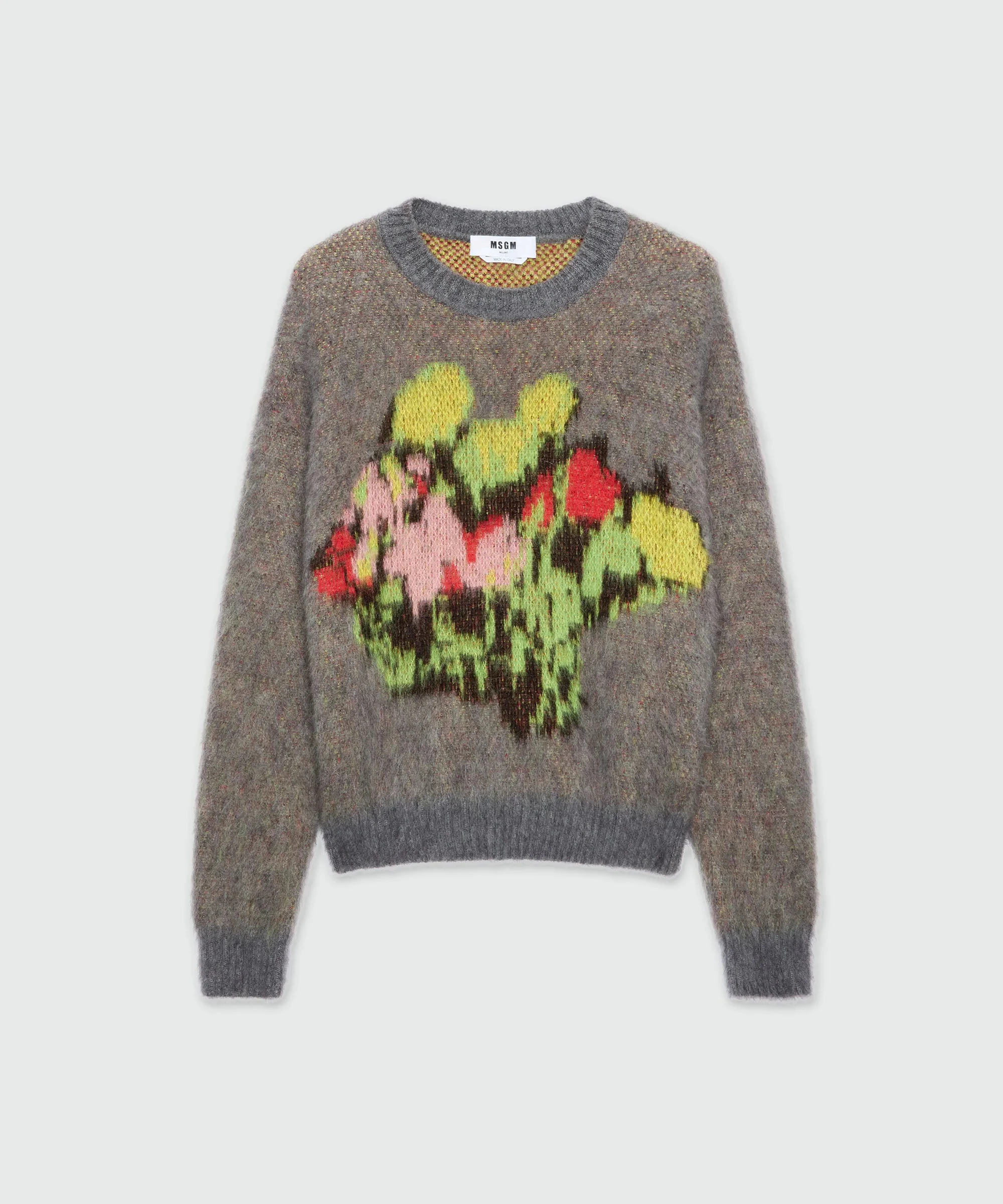 Charcoal sweater with "Roses Bouquet" graphic - 1