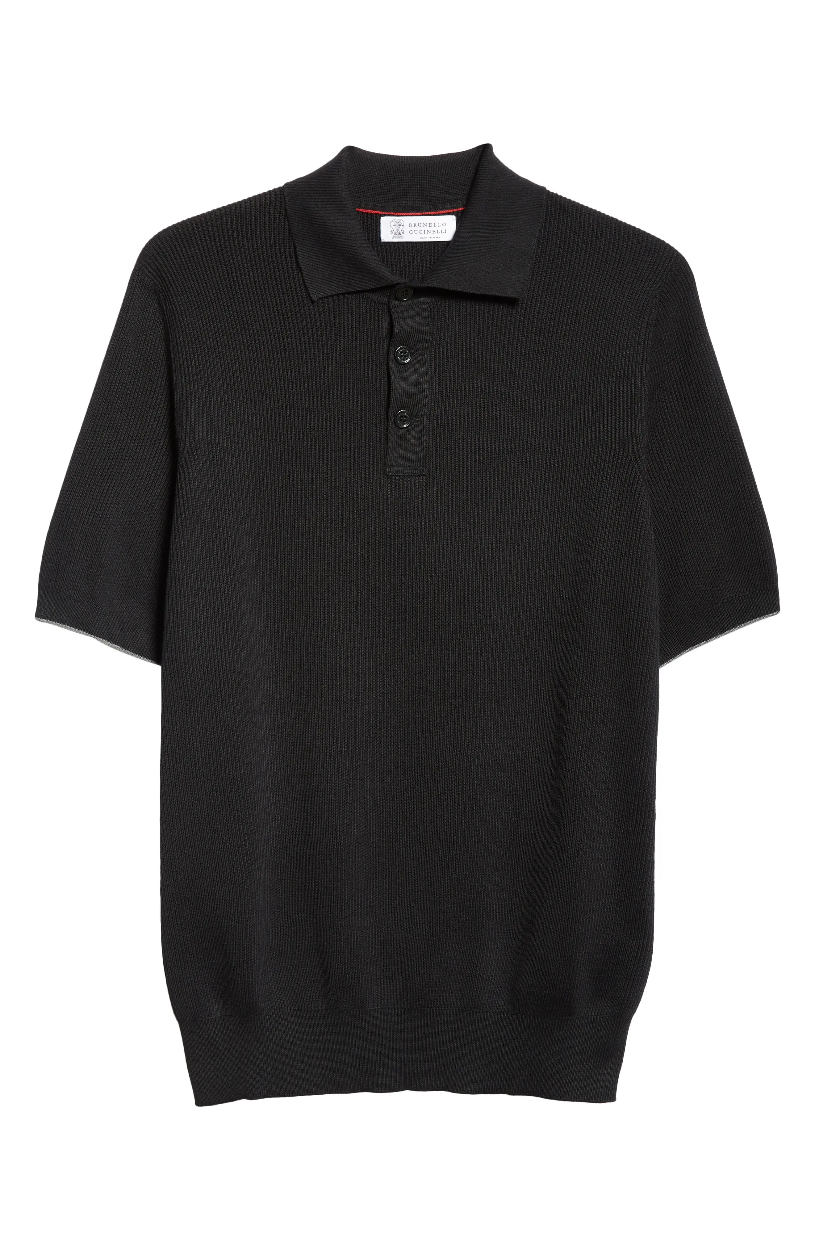 Short Sleeve Polo Sweater in Ch101 Nero/Grigio Medio - 1