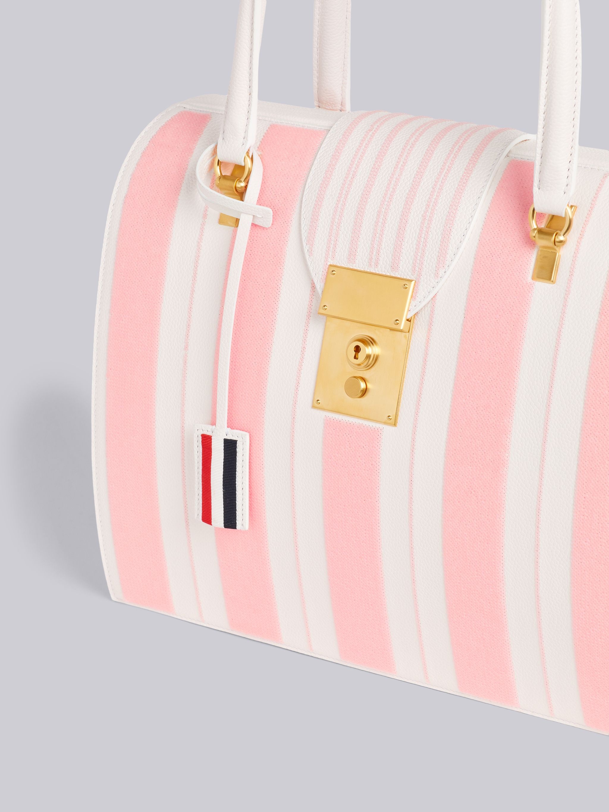 Light Pink Pebble Grain Leather Sequin Stripe Embroidery Mrs. Thom Bag - 2