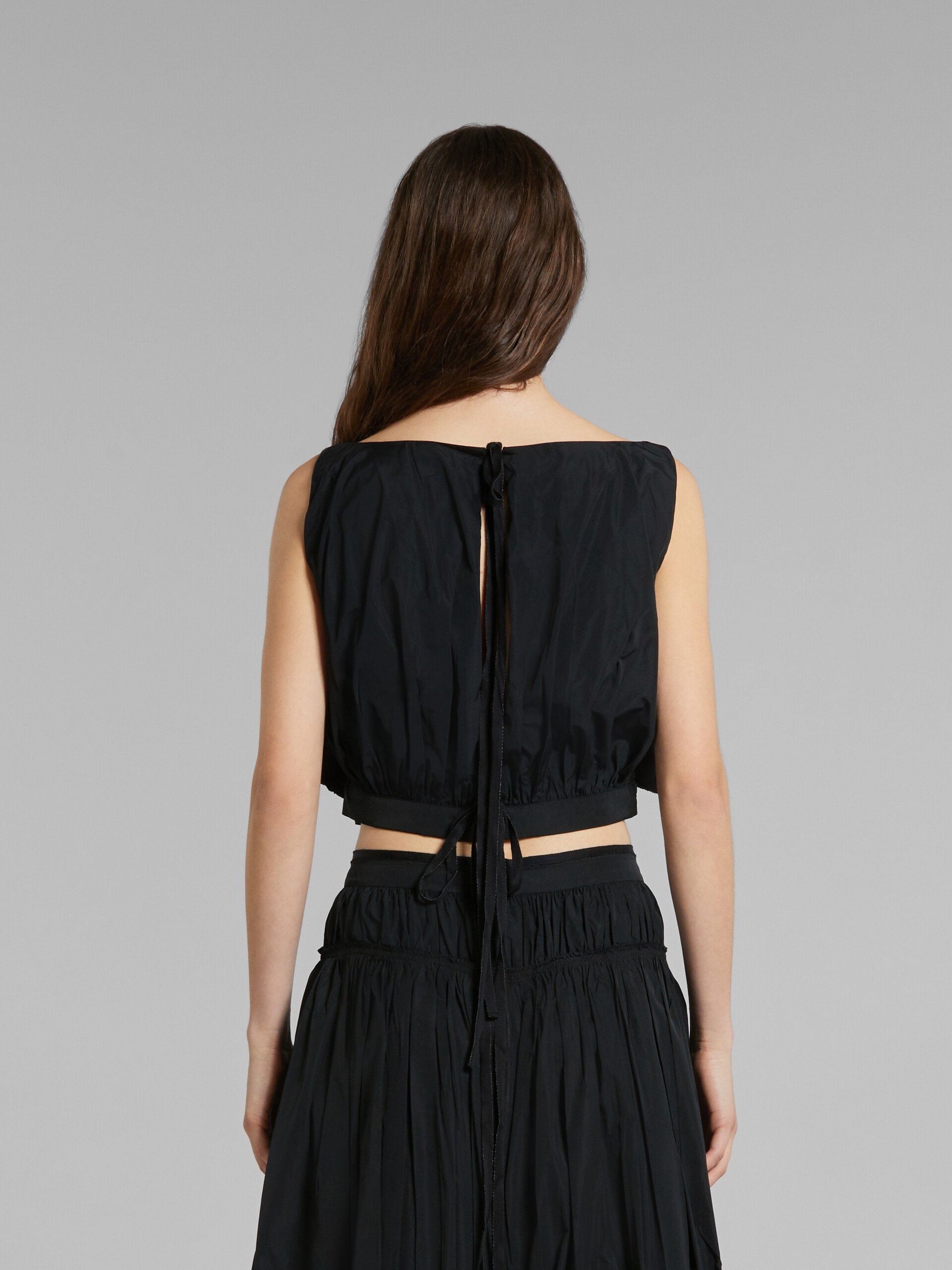BLACK TAFFETA OPEN-BACK TOP WITH MAXI BOW - 3