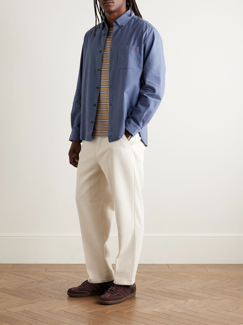 A.P.C. Mateo Button-Down Collar Logo-Embroidered Cotton Shirt Blue outlook