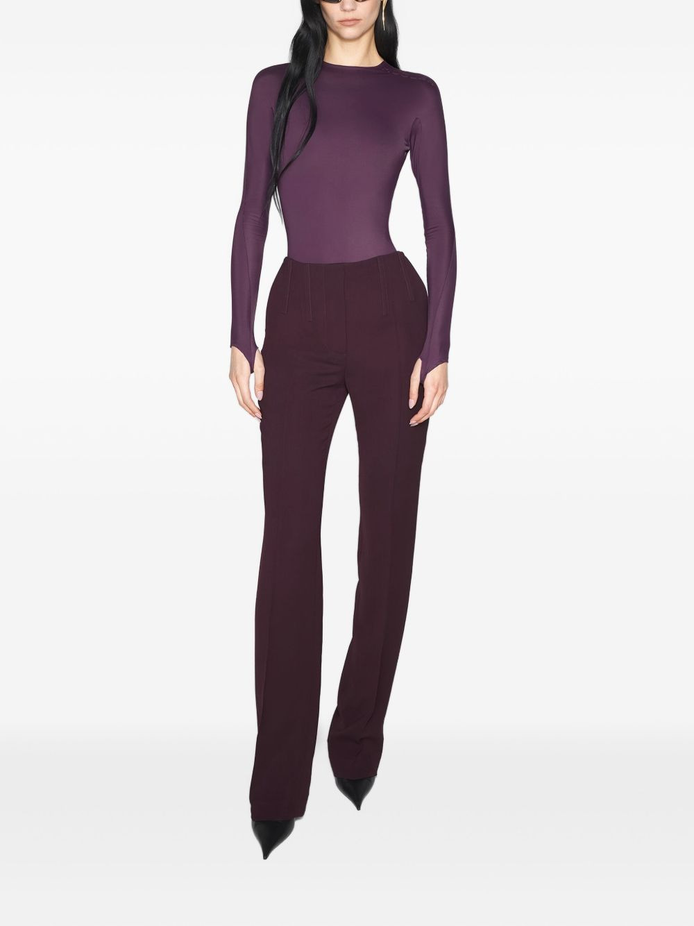embossed-logo long-sleeve bodysuit - 2