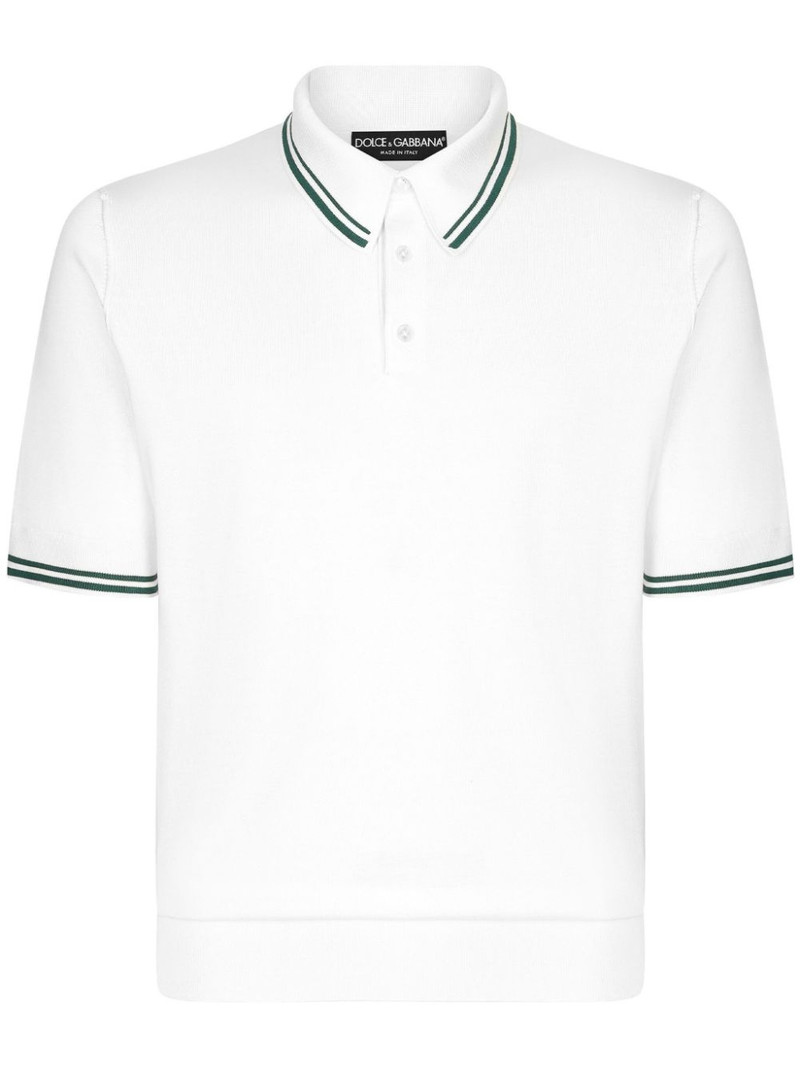 striped-border silk polo shirt 1