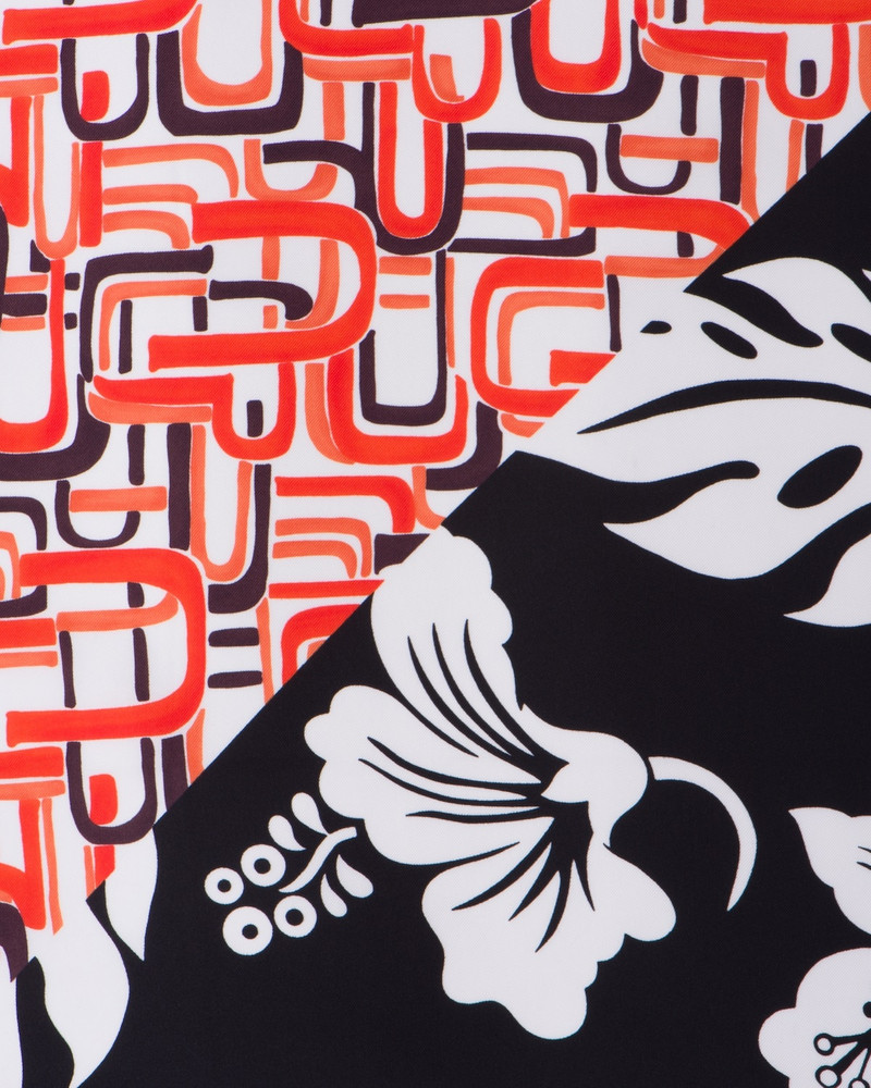 Prada Double Match Hibiscus printed 55 silk scarf outlook