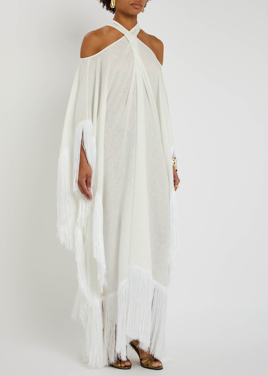 Taller Marmo Bambolino Fringed Linen Kaftan Dress - 2