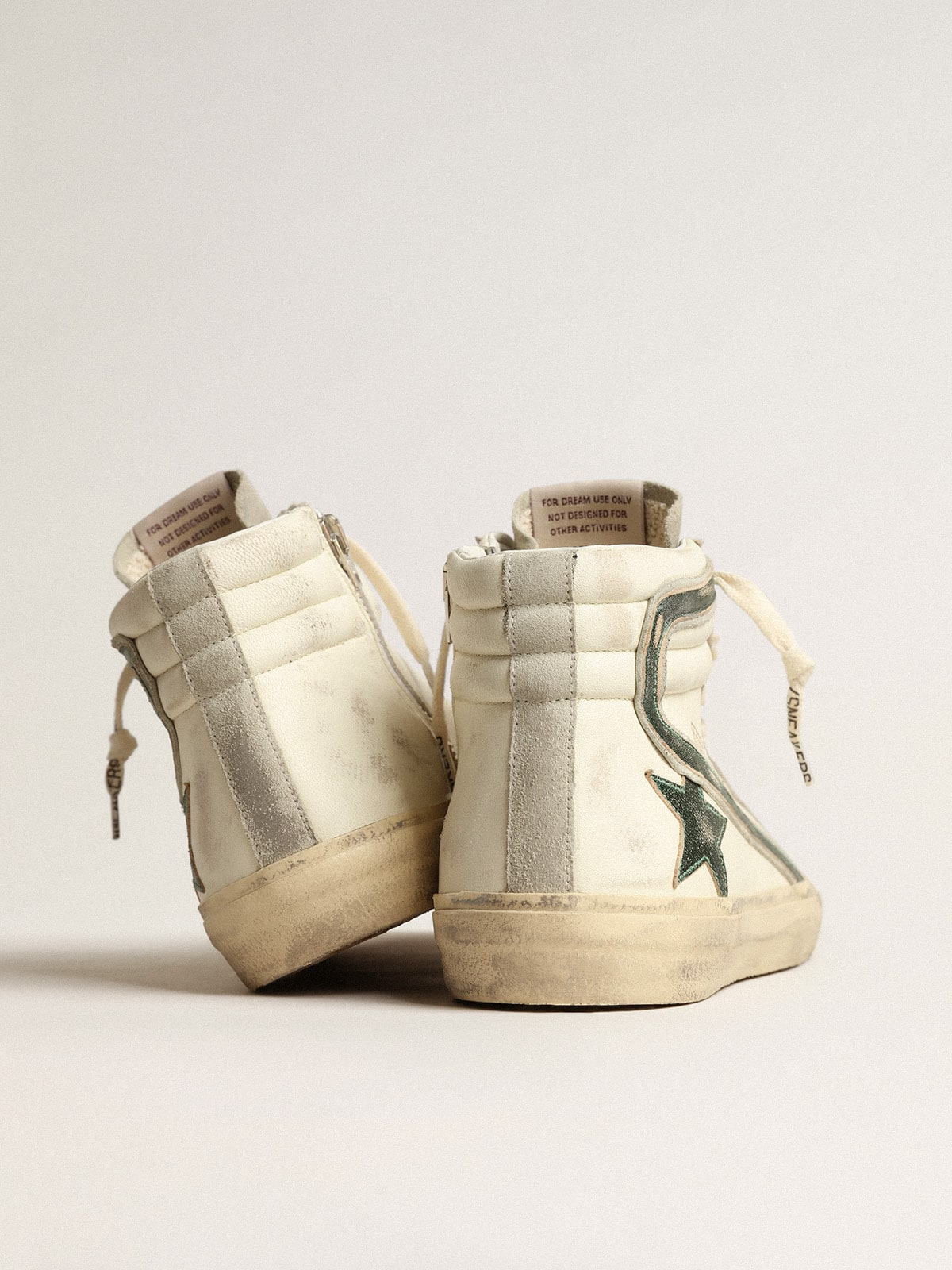 Slide in beige nappa with green laminated leather star and flash - 4