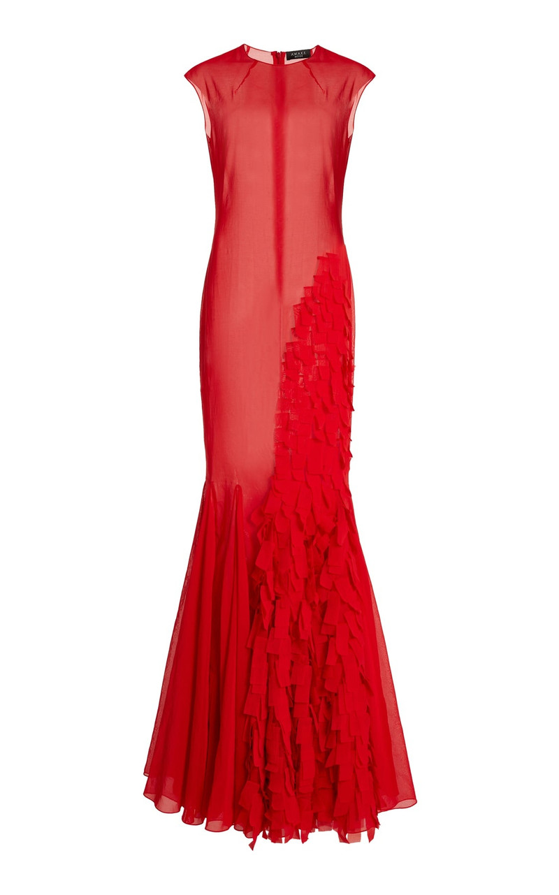 ORGANZA GODET DRESS RED 8