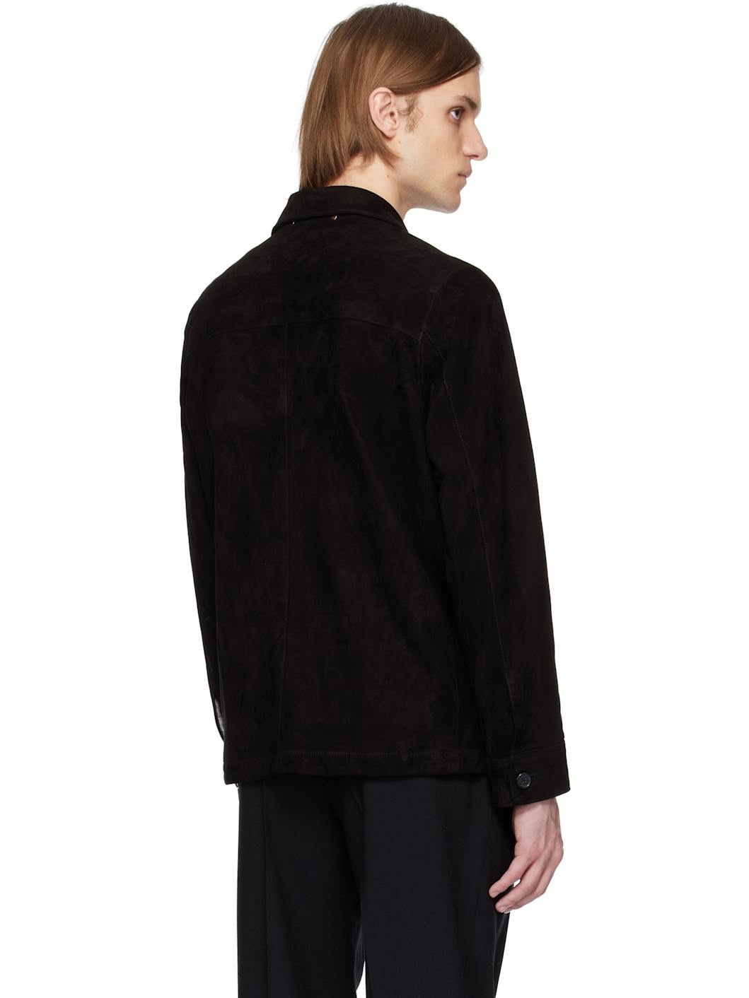 Black Casual-Fit Suede Jacket - 3