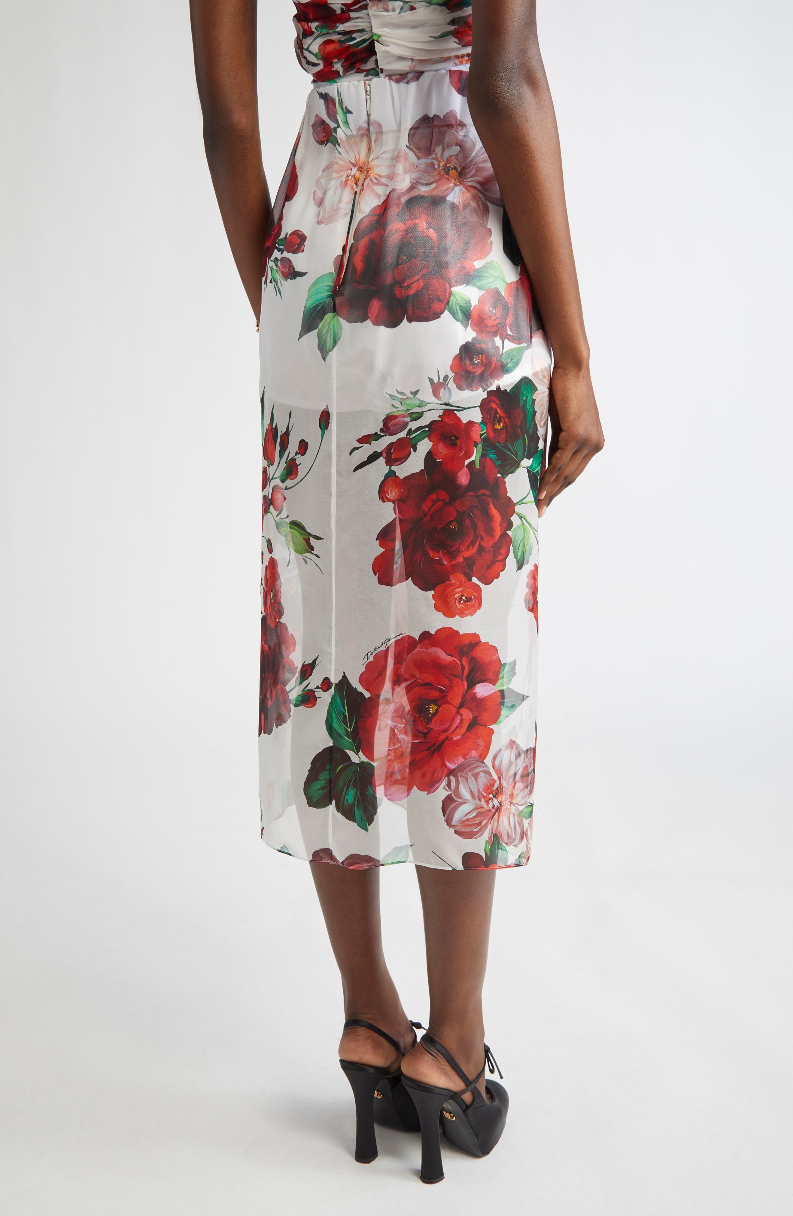 Dolce&Gabbana Floral Print Silk Chiffon Skirt in Ha5Pd B.rose Antiche F.bco at Nordstrom - 3