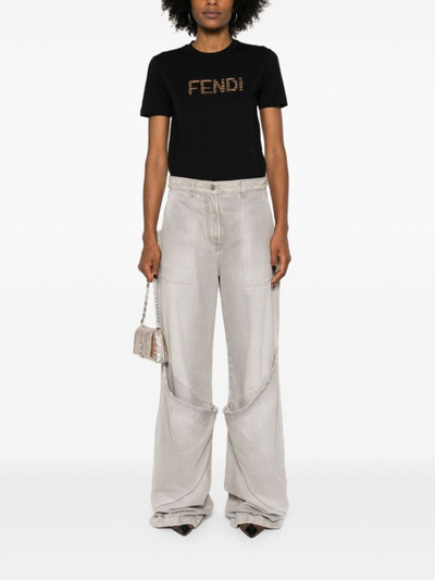 FENDI sequin logo-detail cotton T-shirt outlook