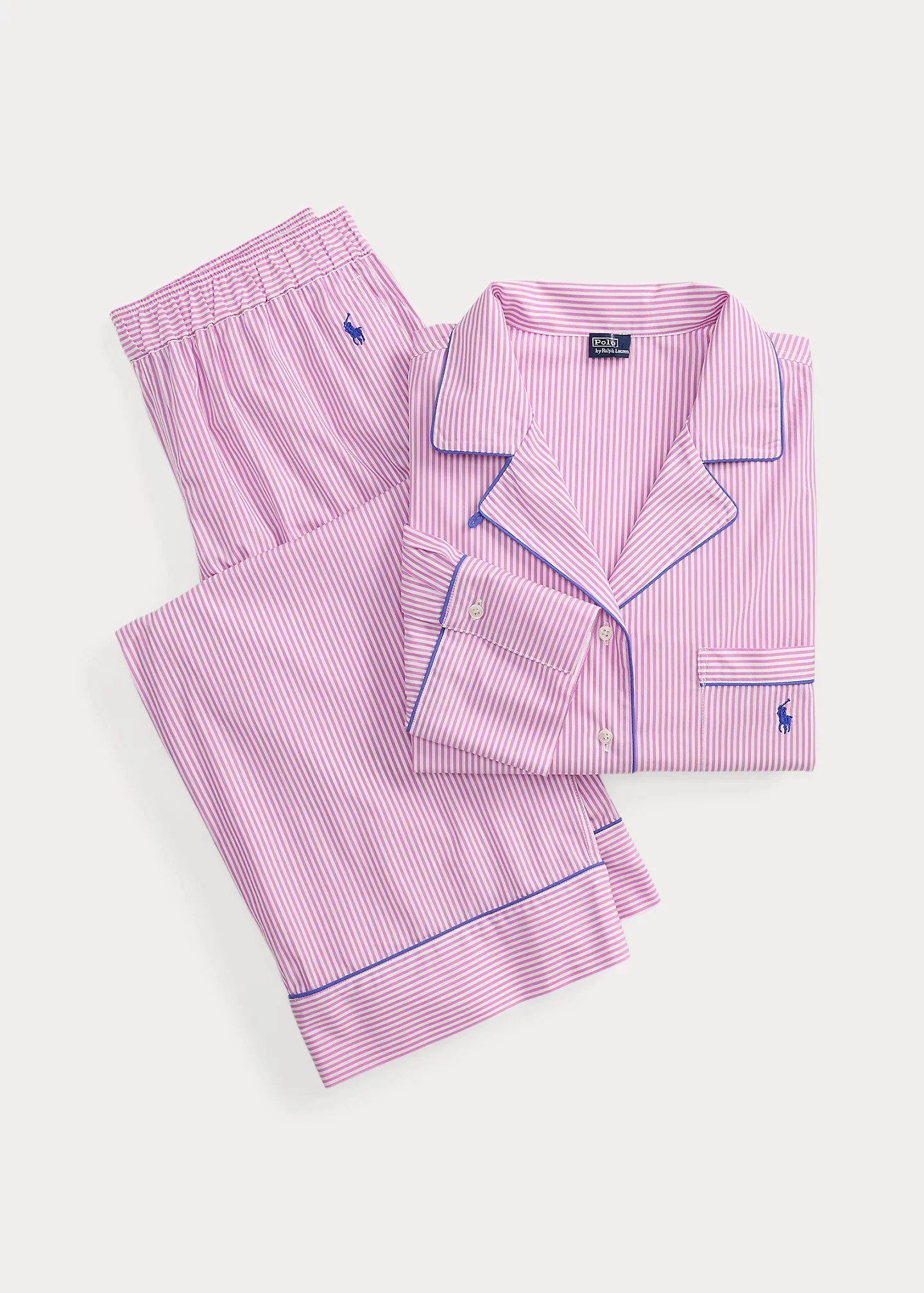 Striped Poplin Long-Sleeve Pajama Set - 1