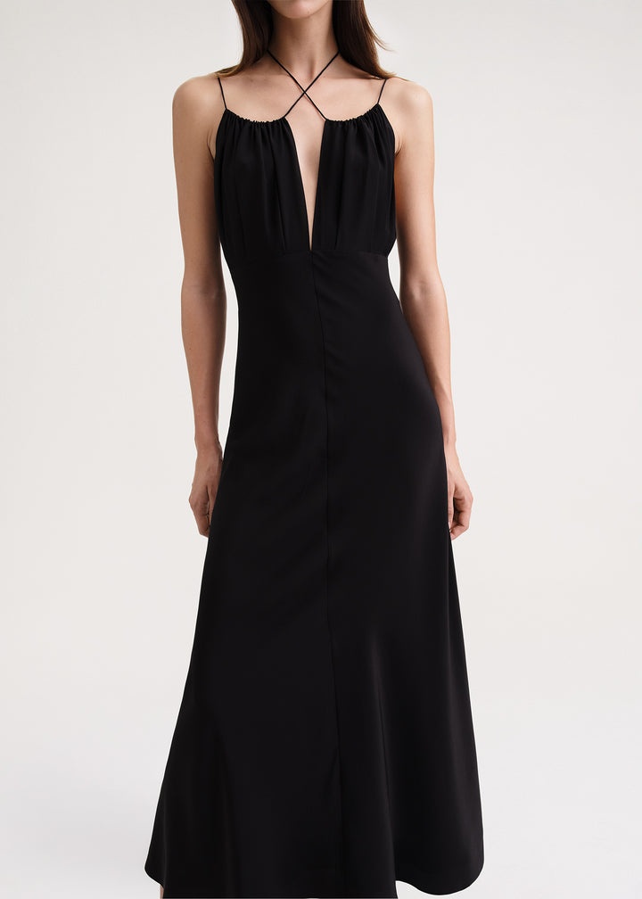 Gathered halterneck maxi dress black - 5