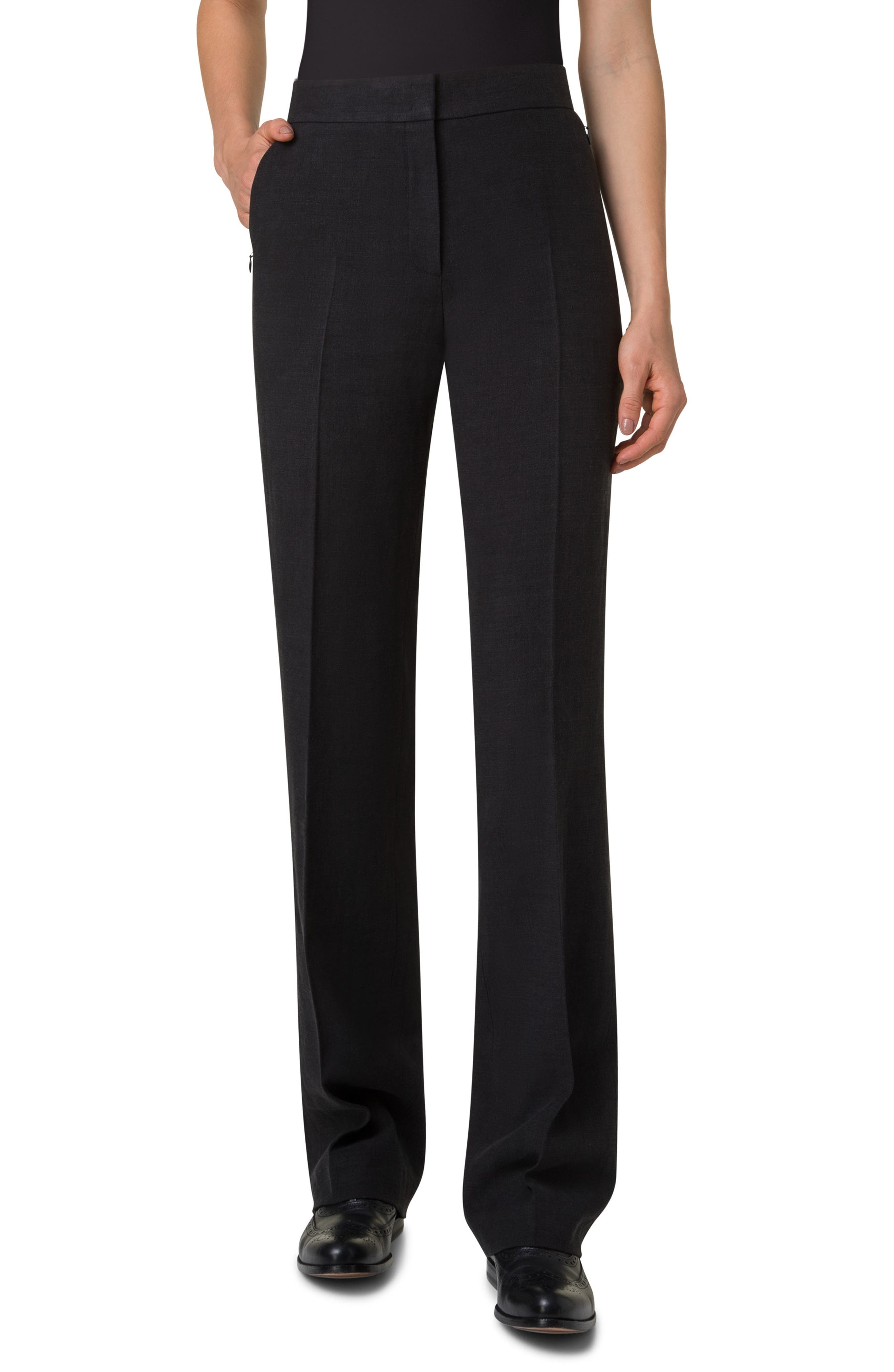 Akris Carl Linen & Wool Blend Pants in Black at Nordstrom - 1