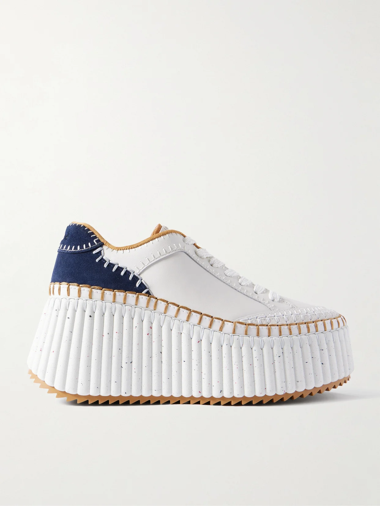 Nama Suede-trimmed Leather Platform Sneakers - 1