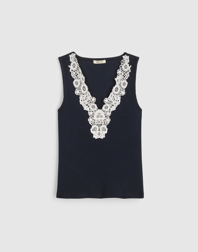 Lace-Trim V-Neck Tank 1