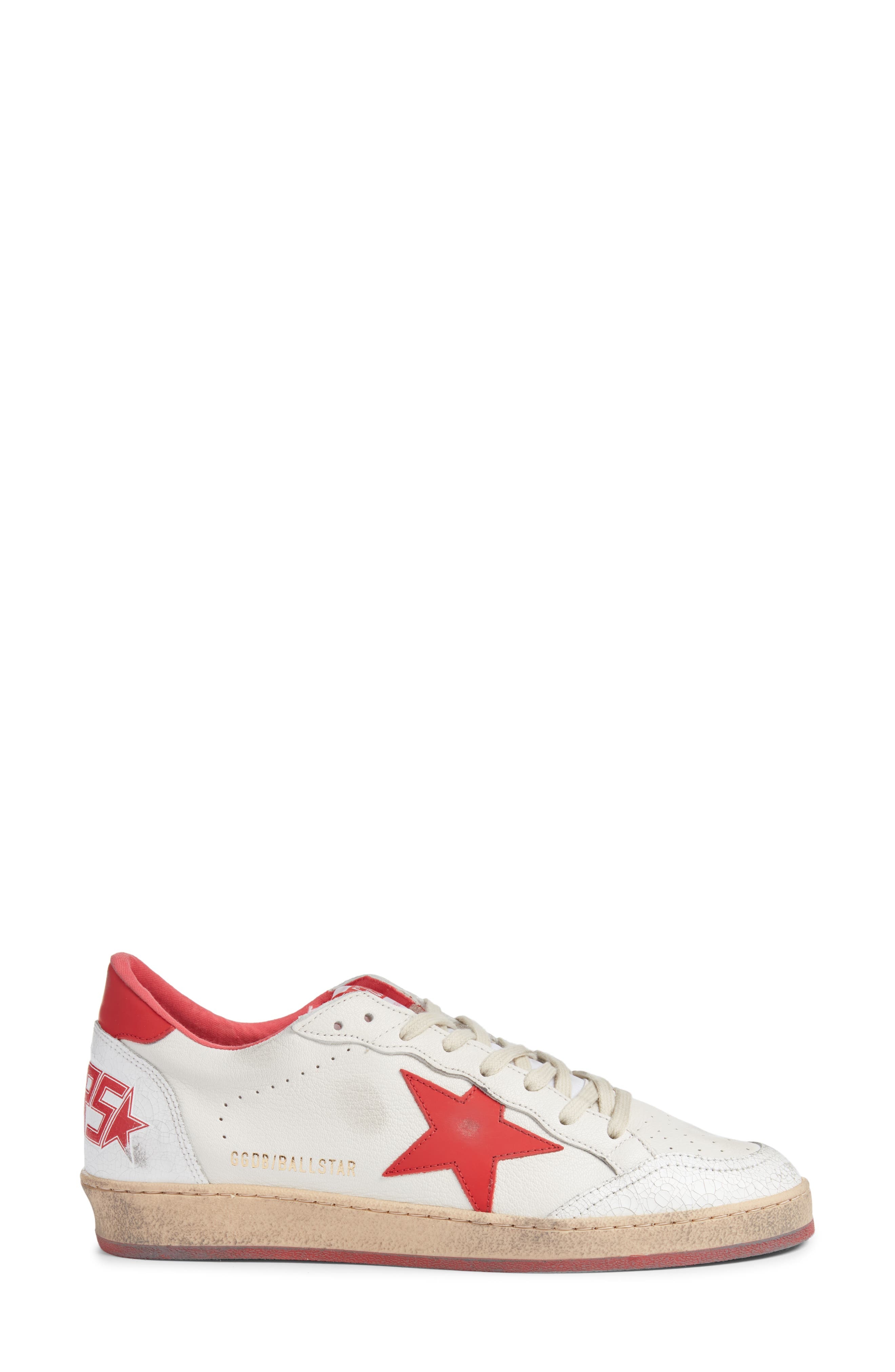 Golden Goose Ball Star Low Top Sneaker in White/Strawberry Red at Nordstrom - 3