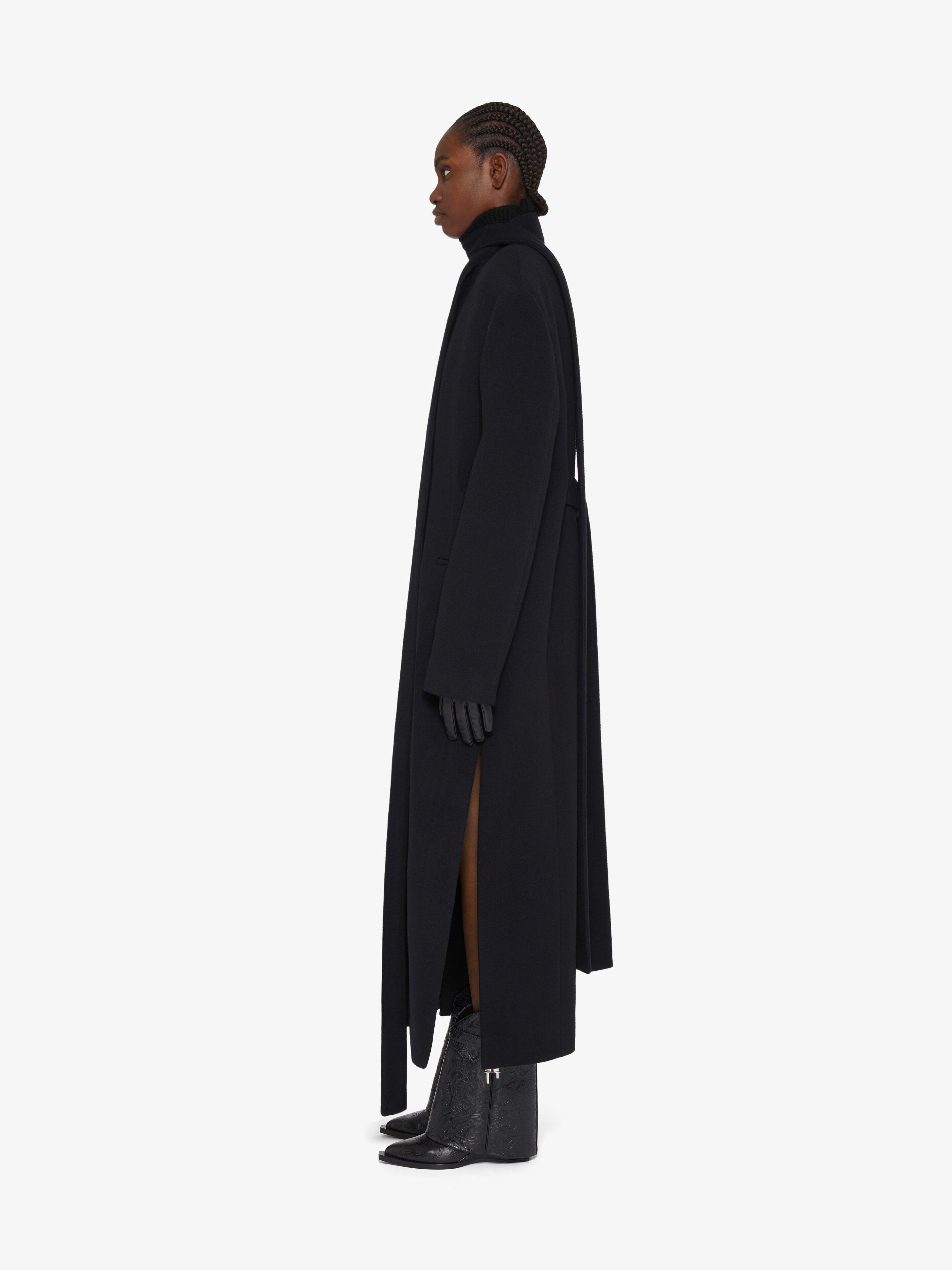 COAT IN DOUBLE FACE CASHMERE WITH SCARF - 3