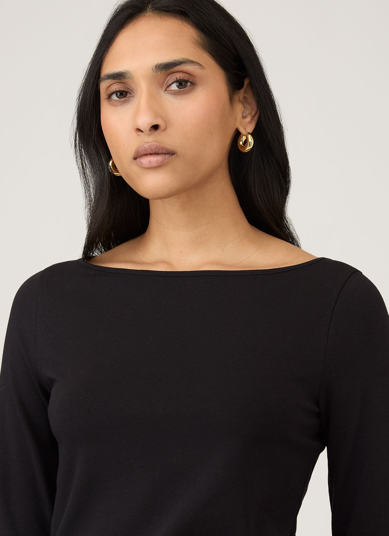 Stretch Cotton Slash Neck Top - 4