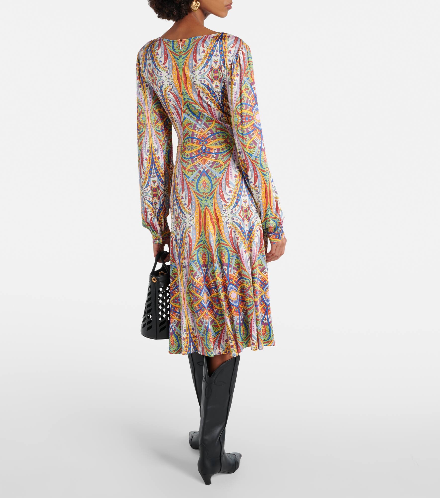 Printed gathered jersey midi dress - 3